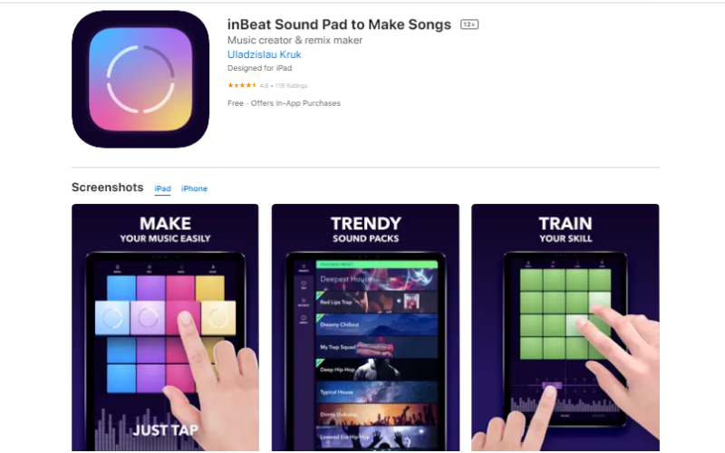 inBeat Sound Pad to Make Songs